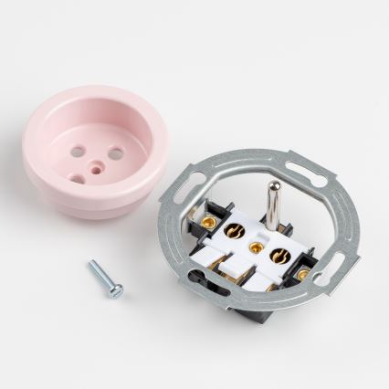 Kliklap - Enchufe doméstico retro con marco, 230V, color rosa empolvado