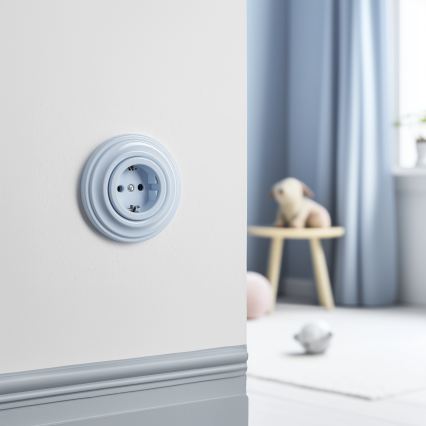 Kliklap - Enchufe doméstico retro con marco SCHUKO 230V/16A azul