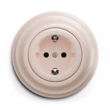 Kliklap - Enchufe doméstico retro con marco SCHUKO 230V/16A, color rosa vintage