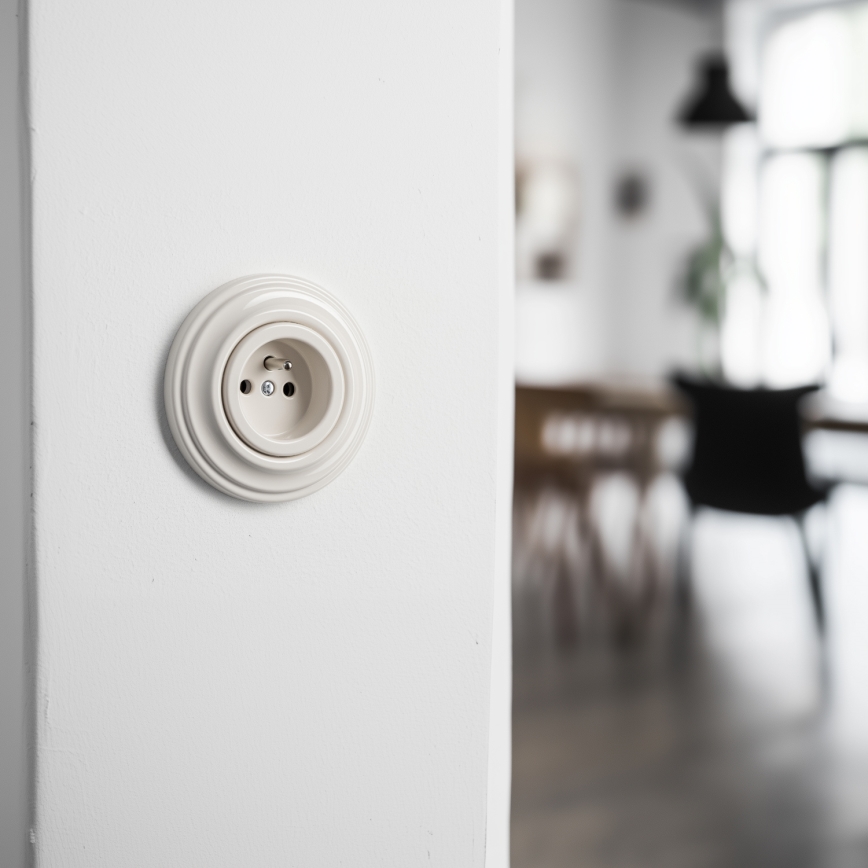 Kliklap - Enchufe retro con marco para uso doméstico, 230 V, beige