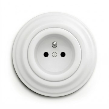 Kliklap - Enchufe retro doméstico con marco, 230 V, blanco nieve