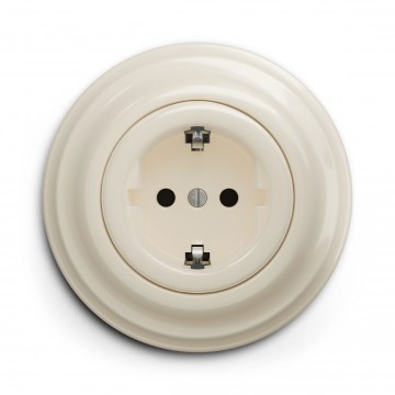 Kliklap - Enchufe retro doméstico con marco SCHUKO 230V/16A beige