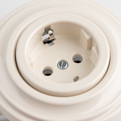 Kliklap - Enchufe retro doméstico con marco SCHUKO 230V/16A beige