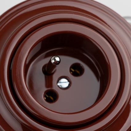 Kliklap - Enchufe retro para uso doméstico con marco, 230 V, marrón