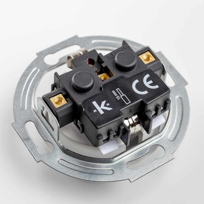 Kliklap - Enchufe retro para uso doméstico con marco SCHUKO 230V/16A, blanco nieve