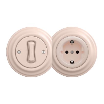 Kliklap - Enchufe retro para uso doméstico sin marco SCHUKO 230V/16A color rosa vintage