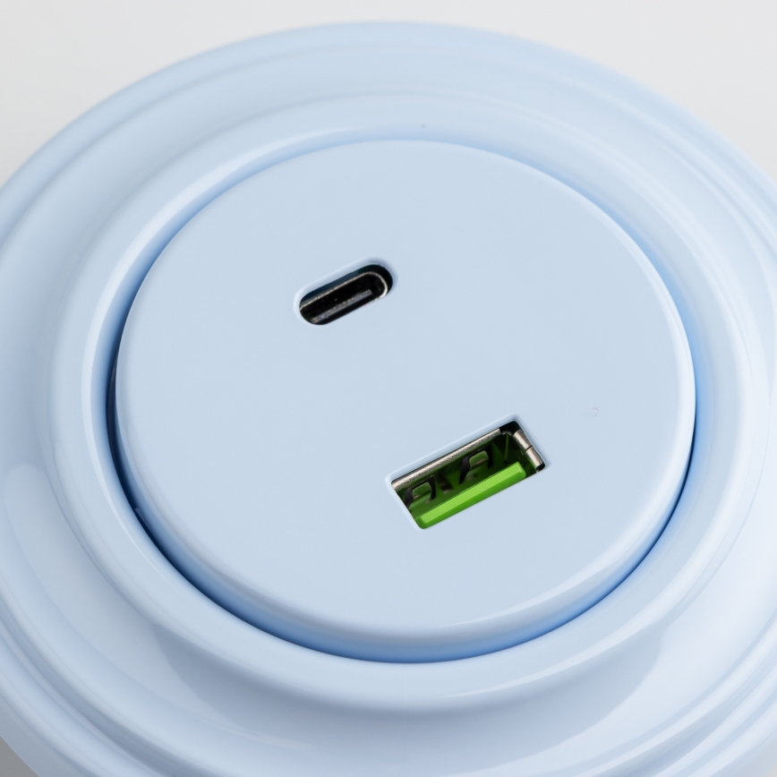 Kliklap - Enchufe retro USB A y C con marco, azul