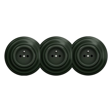Kliklap - Enchufe triple de estilo retro para uso doméstico con marco, 230 V, verde