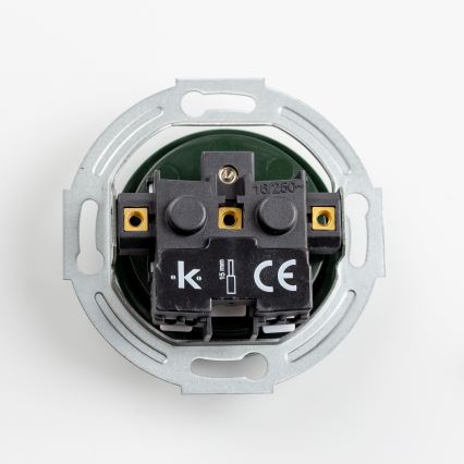 Kliklap - Enchufe triple de estilo retro para uso doméstico con marco, 230 V, verde