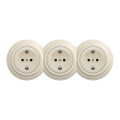 Kliklap - Enchufe triple retro doméstico con marco SCHUKO 230 V beige