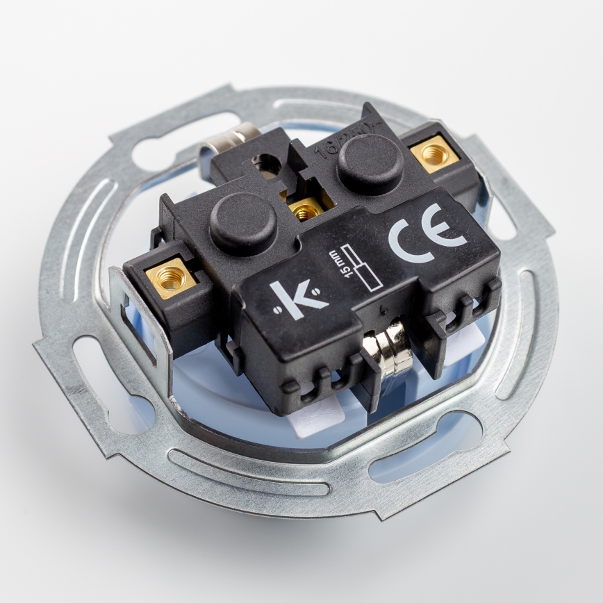 Kliklap - Enchufe triple retro para hogar con marco SCHUKO 230V, azul