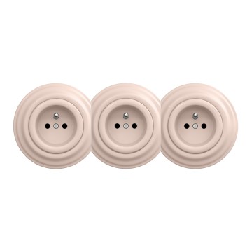 Kliklap - Enchufe triple retro para uso doméstico con marco, 230V, rosa vintage
