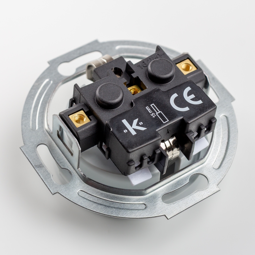Kliklap - Enchufe triple retro para uso doméstico con marco SCHUKO 230V gris