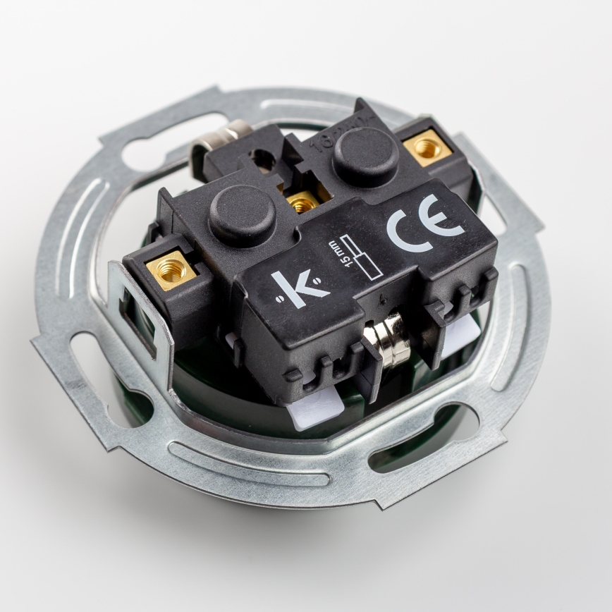 Kliklap - Enchufe triple retro para uso doméstico con marco SCHUKO 230V verde