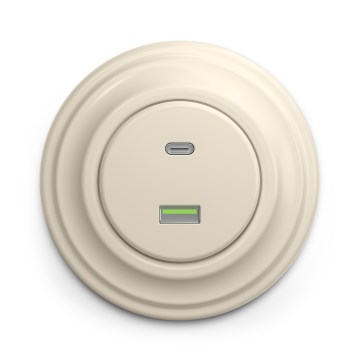 Kliklap - Enchufe USB retro A+C con marco beige