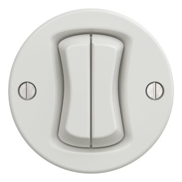 Kliklap - Interruptor doble de estilo retro sin marco, en cerámica blanca