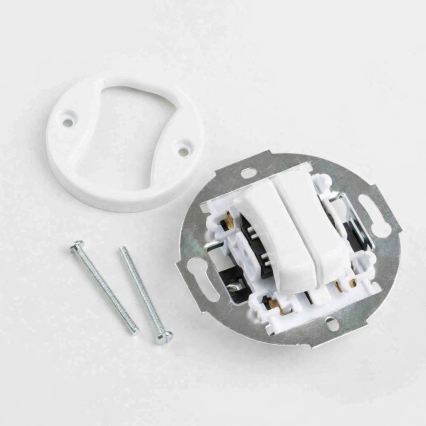 Kliklap - Interruptor doble retro sin marco, blanco nieve
