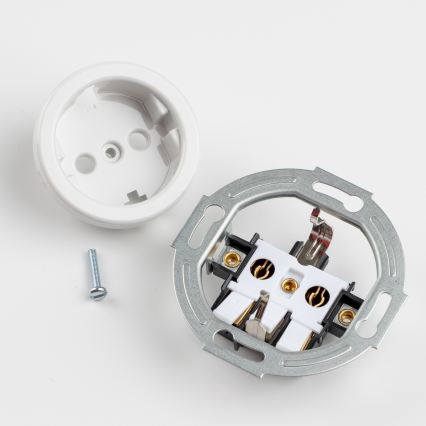 Kliklap - Interruptor unipolar retro n.º 1 y enchufe SCHUKO 230 V con marco color blanco nieve