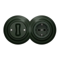 Kliklap - Retro interruptor unipolar n.º 1 y enchufe SCHUKO 230 V con marco verde
