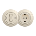 Kliklap - Retro interruptor unipolar n.º 1 y enchufe SCHUKO 230V con marco beige