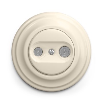 Kliklap - Toma de antena retro para TV y radio (con conexión pasante) con marco, beige