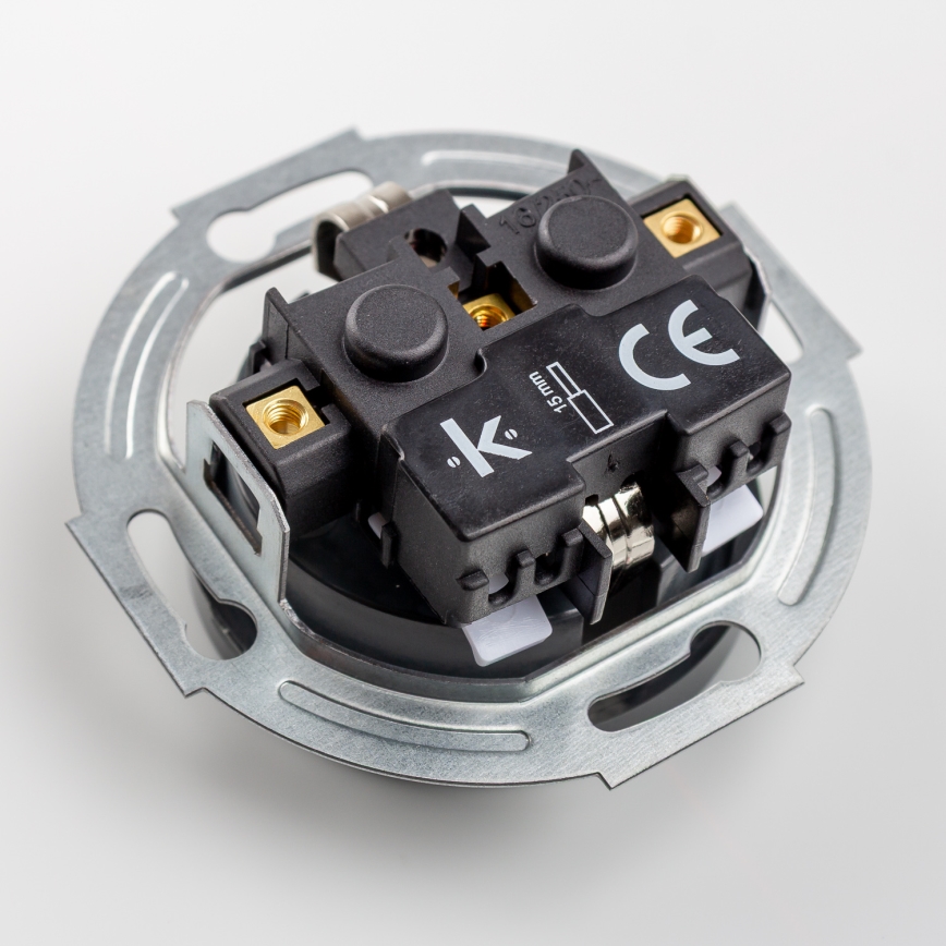 Kliklap - Toma de corriente doble de estilo retro para hogar con marco SCHUKO 230 V, antracita