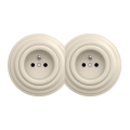 Kliklap - Toma de corriente doble de estilo retro para uso doméstico con marco, 230 V, beige