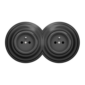 Kliklap - Toma de corriente doble retro para uso doméstico con marco, 230 V, antracita