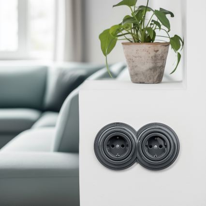 Kliklap - Toma de corriente retro sin marco para uso doméstico SCHUKO 230V/16A antracita