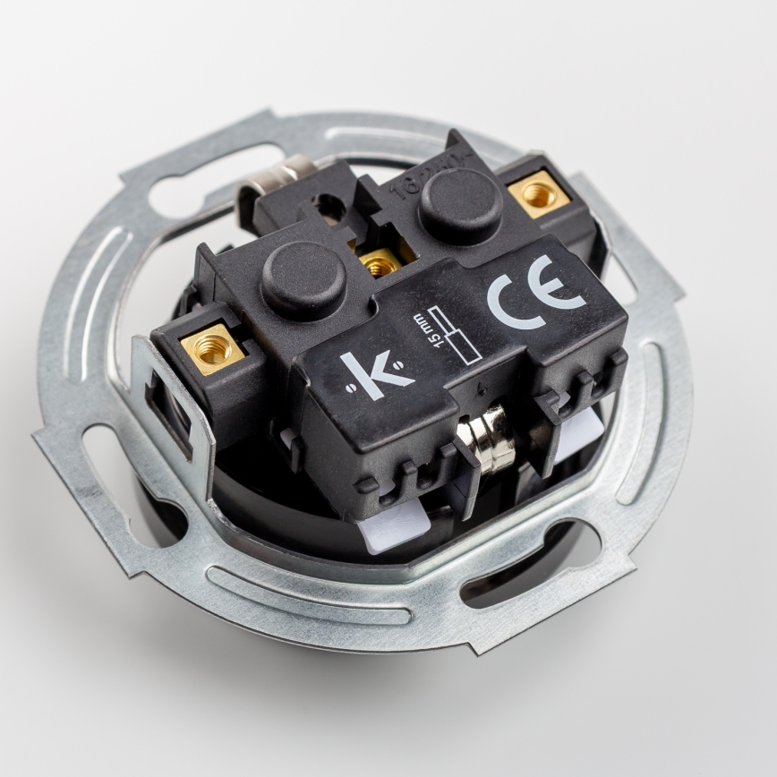 Kliklap - Toma de corriente triple retro de pared con marco SCHUKO 230V negra