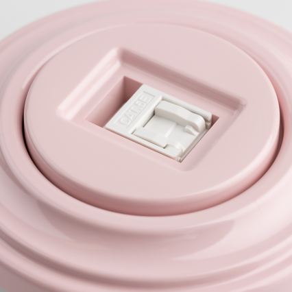 Kliklap - Toma de datos retro con embellecedor en rosa empolvado