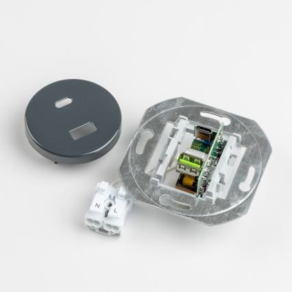 Kliklap - Toma USB retro A+C con marco en antracita