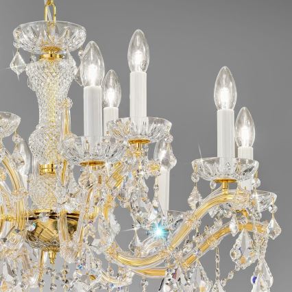 Kolarz 3149.88+4.3.KoT - Lámpara colgante de cristal MARIA LOUISE 12xE14/40W/230V 24K dorado