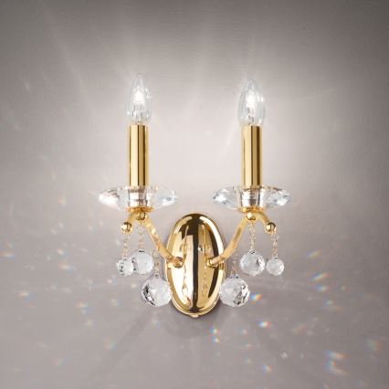 Kolarz 3234.62.3.KoT - Aplique de pared de cristal CARMEN 2xE14/60W/230V chapado en oro 24K