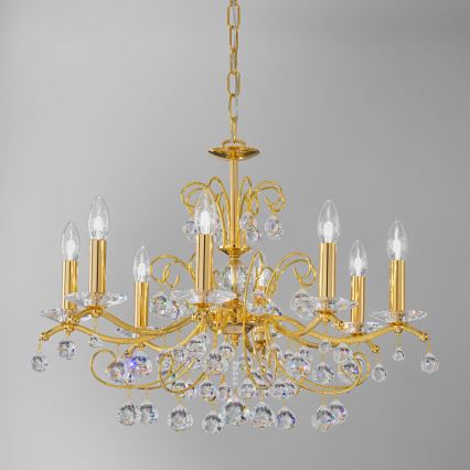 Kolarz 3234.88.3.KoT - Araña de cristal con cadena CARMEN, 8xE14/60W/230V, acabado en oro 24K
