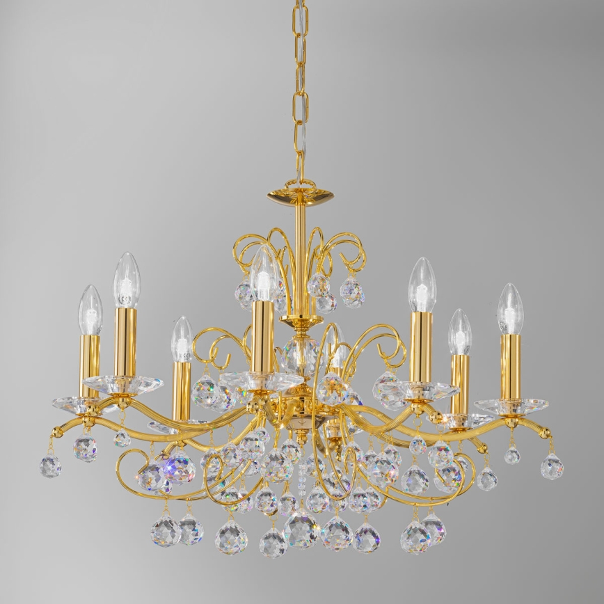 Kolarz 3234.88.3.KoT - Araña de cristal con cadena CARMEN, 8xE14/60W/230V, acabado en oro 24K