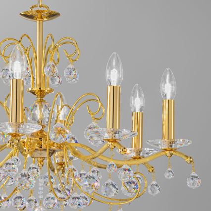 Kolarz 3234.88.3.KoT - Araña de cristal con cadena CARMEN, 8xE14/60W/230V, acabado en oro 24K