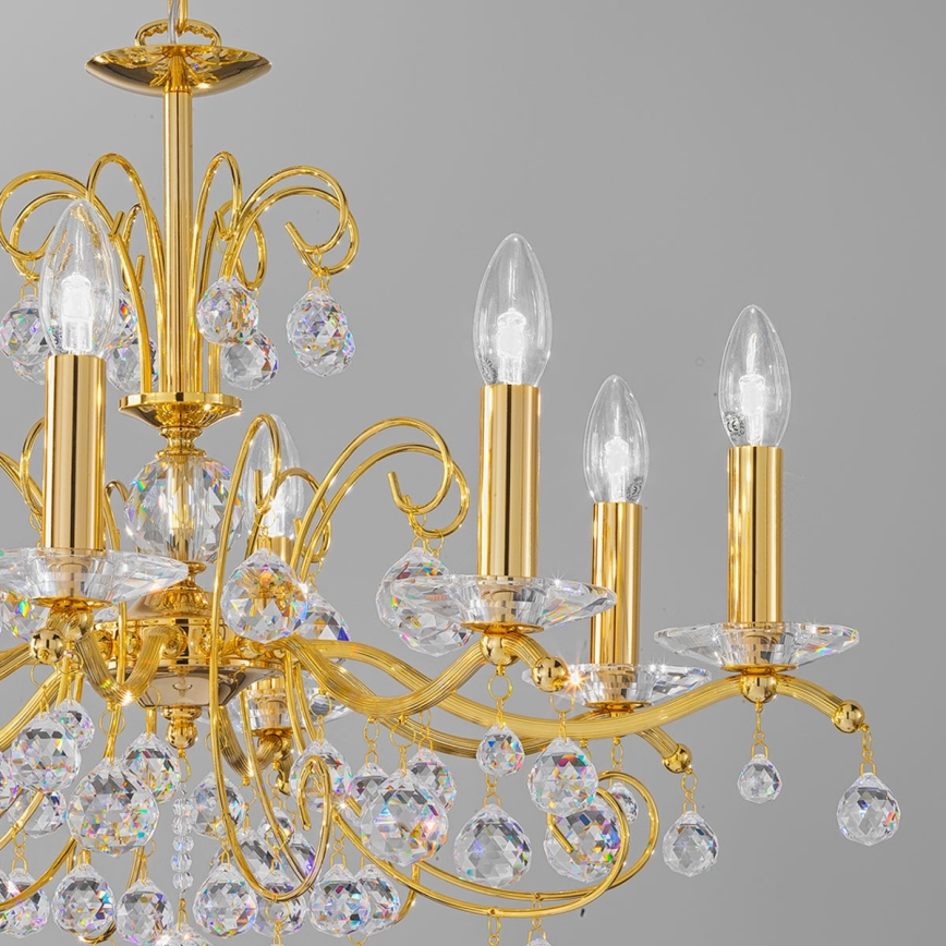 Kolarz 3234.88.3.KoT - Araña de cristal con cadena CARMEN, 8xE14/60W/230V, acabado en oro 24K