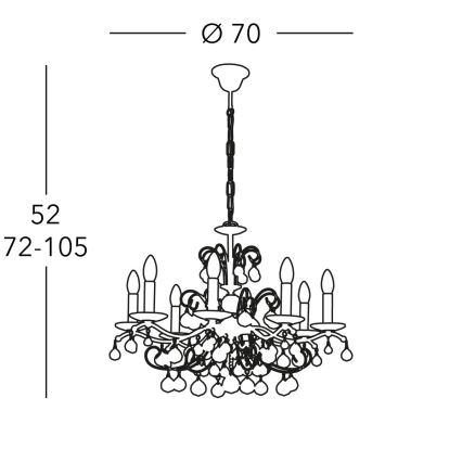Kolarz 3234.88.3.KoT - Araña de cristal con cadena CARMEN, 8xE14/60W/230V, acabado en oro 24K
