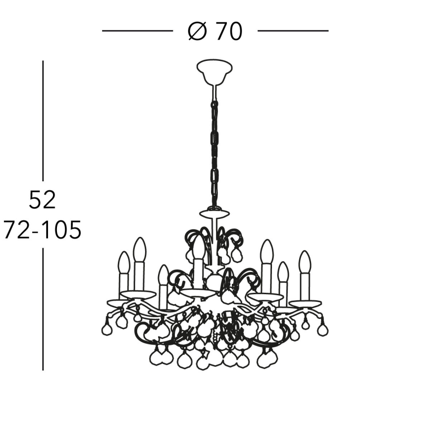 Kolarz 3234.88.3.KoT - Araña de cristal con cadena CARMEN, 8xE14/60W/230V, acabado en oro 24K