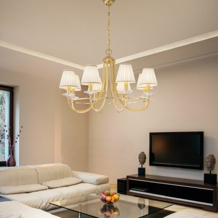 Kolarz 330.88.8C - Lámpara colgante de cristal IMPERIAL 8xE14/60W/230V dorado