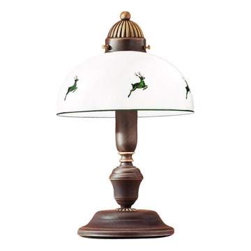 Kolarz 731.73.100 - Lámpara de mesa NONNA 1xE27/75W/230V marrón/ciervo verde