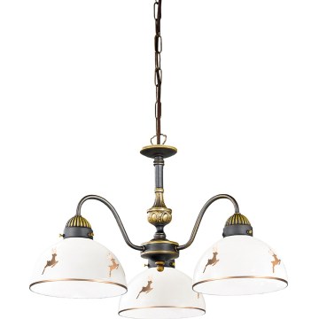 Kolarz 731.83.150 - Lámpara colgante con cadena NONNA 3xE27/75W/230V, diseño con motivos de ciervo, acabado oro rosa