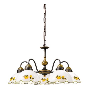 Kolarz 731.85.116 - Lámpara colgante con cadena NONNA 5xE27/75W/230V, color limón