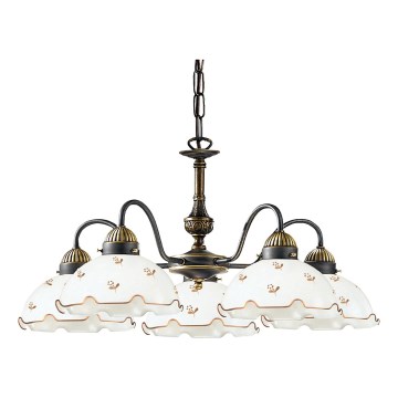 Kolarz 731.85.160 - Araña colgante con cadena NONNA 5xE27/75W/230V, motivos florales, acabado oro rosa
