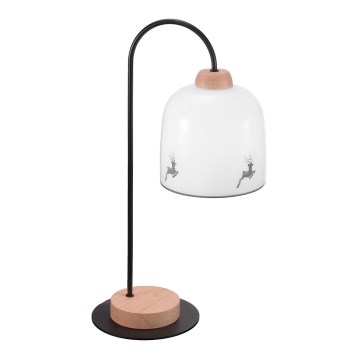 Kolarz A1352.71.Gr.100 - Lámpara de mesa NONNA 1xE27/60W/230V ciervo roble/blanco/gris