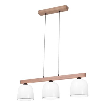 Kolarz A1352.83.Gr - Lámpara colgante NONNA 3xE27/60W/230V roble/blanco/gris