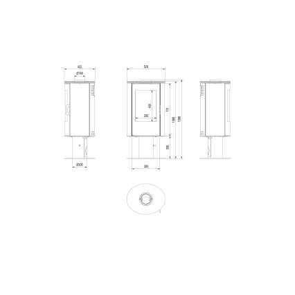Kratki - Estufa de acero para chimenea 8kW 150mm