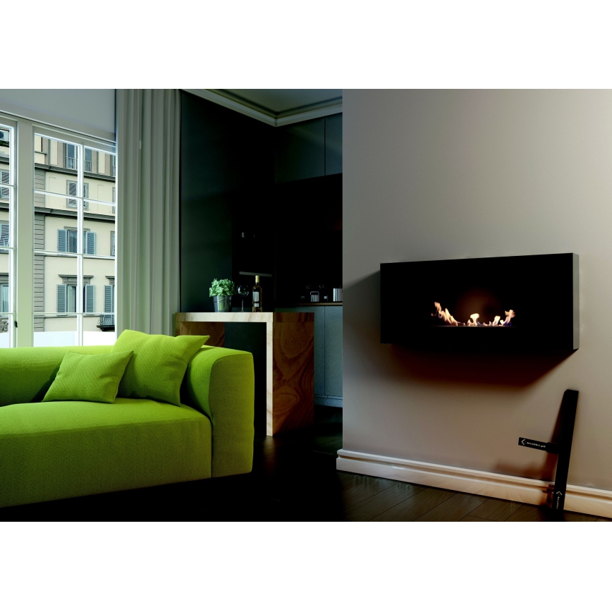 Kratki - Chimenea BIO de pared DELTA/FLAT 40x90 cm 1,5kW negro