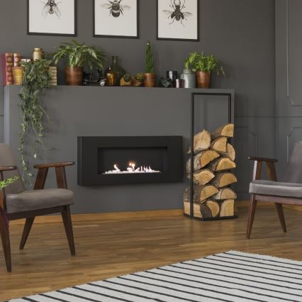Kratki - Chimenea BIO de pared DELTA/FLAT 40x90 cm 1,5kW negro